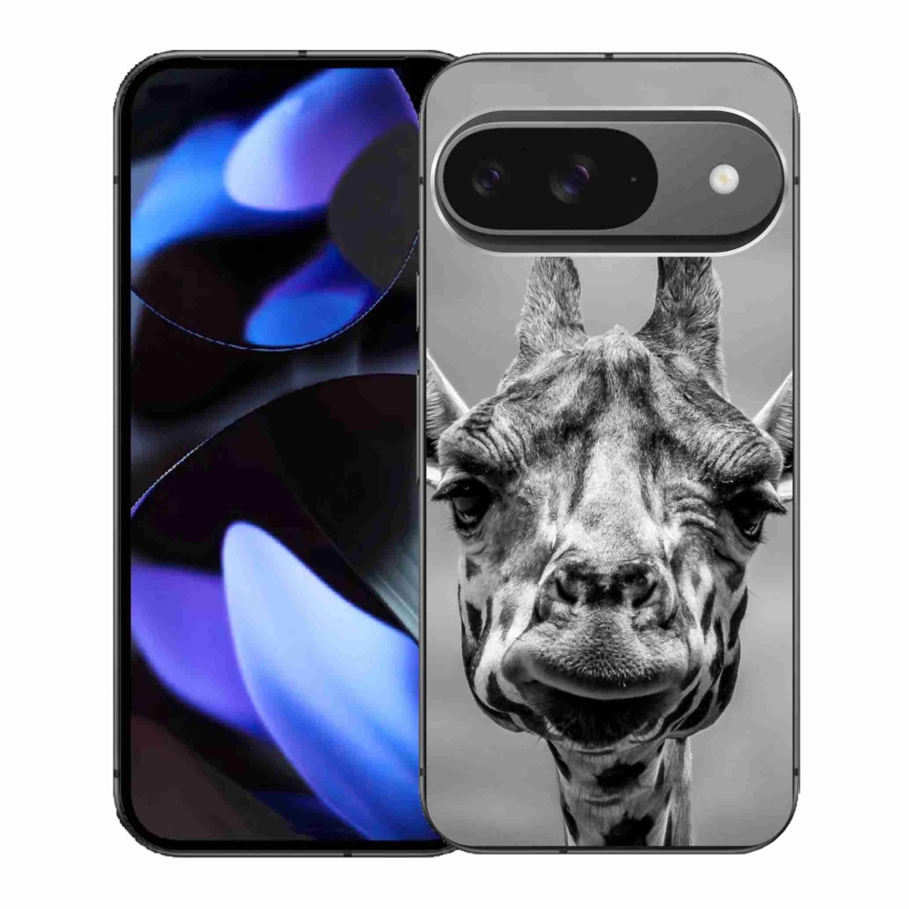 Zselés borítás mmCase a Google Pixel 9/9 Pro számára - fekete-fehér zsiráf