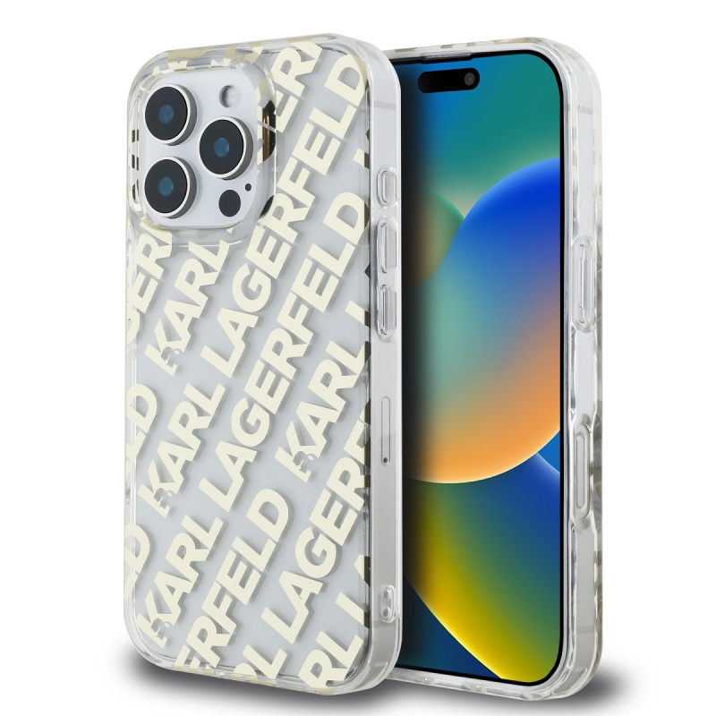 Karl Lagerfeld IML Electroplated Repeated Logo Back Cover for iPhone 16 Pro Max arany