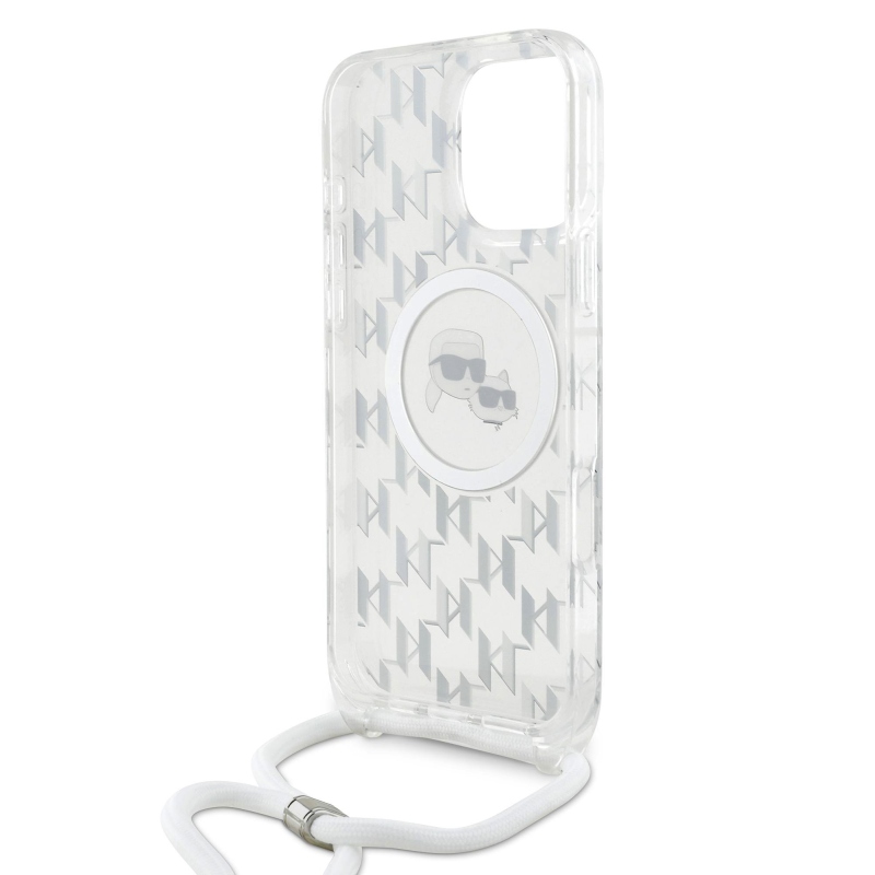 Karl Lagerfeld IML Monogram Kereszttest K&CH Heads MagSafe hátlap iPhone 16 Pro átlátszóhoz