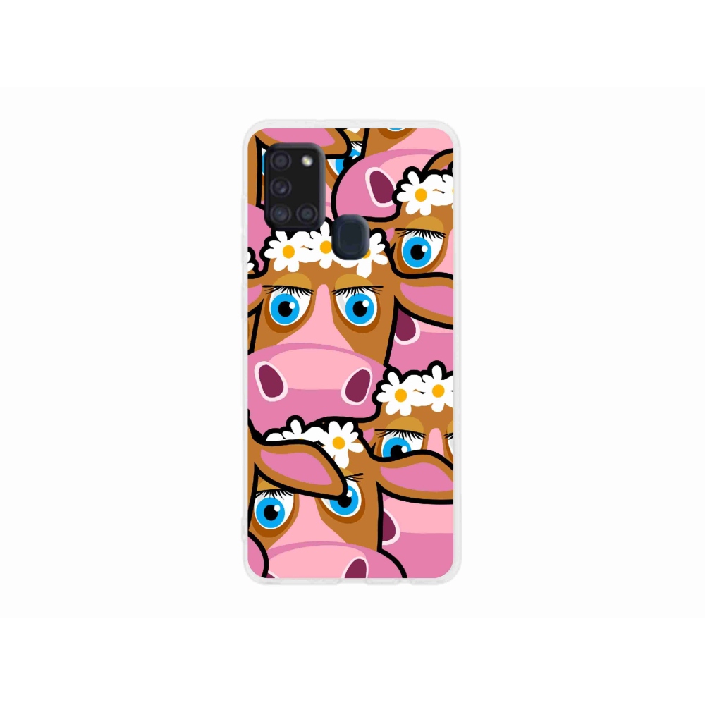 Gél borítás mmCase Samsung Galaxy A21s készülékhez - rajzfilmtehenek