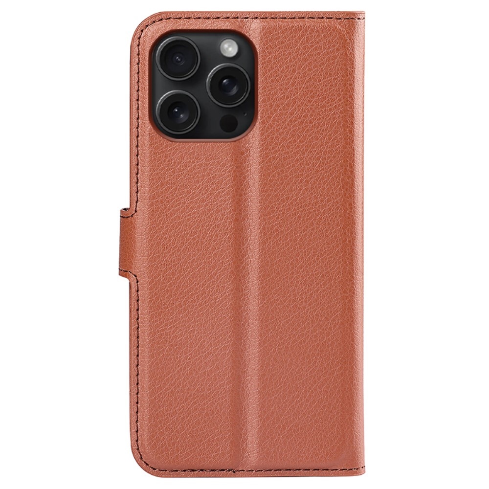 Litchi könyvtáska iPhone 16 Pro készülékhez - barna