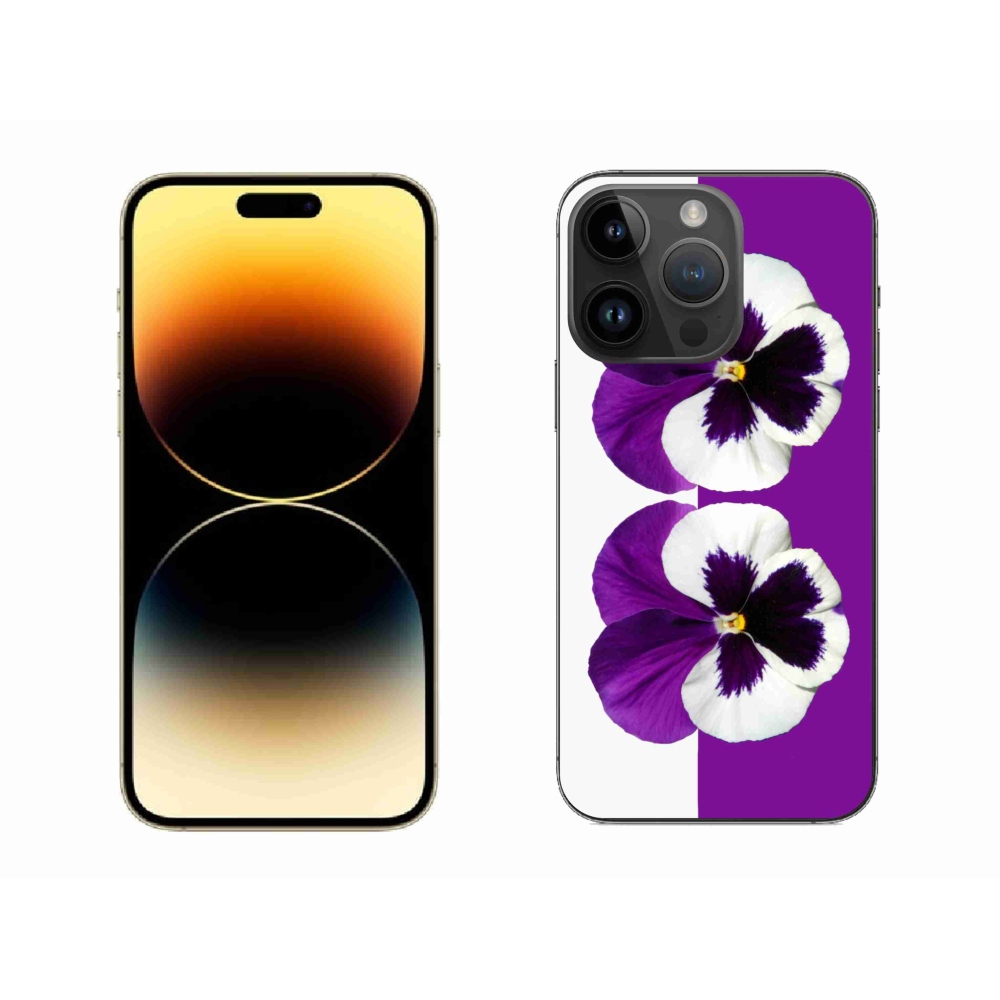Zselés borítás mmCase iPhone 14 Pro Max készülékhez - lila és fehér virág