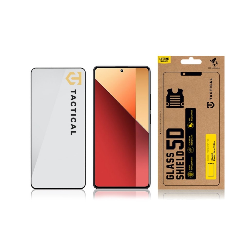 Taktikai üvegpajzs 5D üveg a Xiaomi Redmi Note 13 Pro 4G/5G / Poco X6 5G Fekete számára