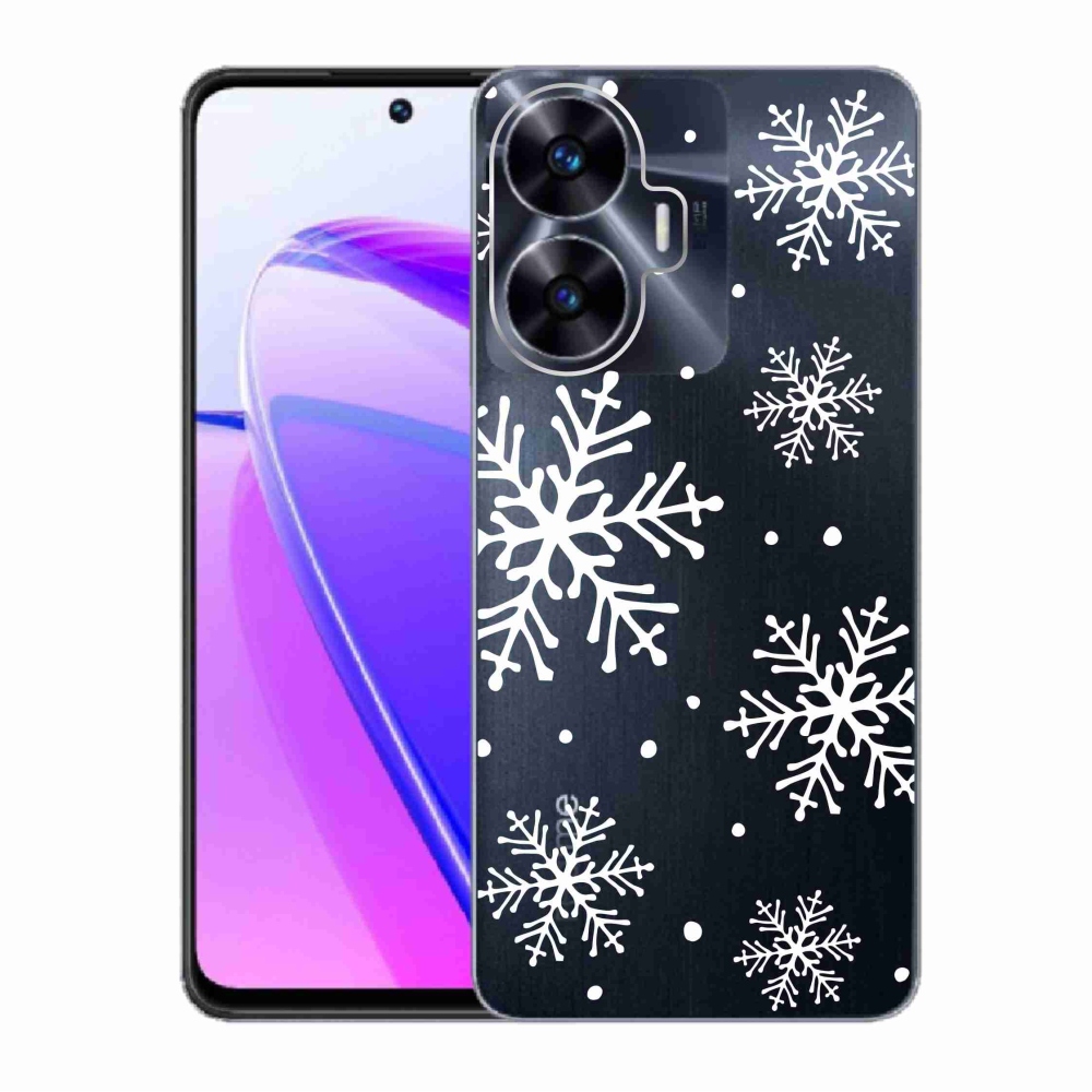 Zselés borítás mmCase a Realme C55 készülékhez - fehér pelyhek átlátszó háttéren