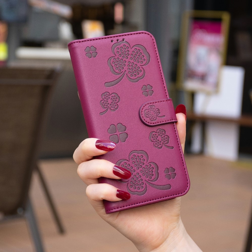 Clover könyv tok Samsung Galaxy S25 Edge készülékhez - rózsaszínű