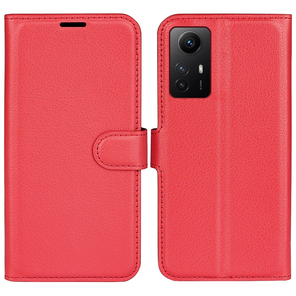 Litchi könyv tok Xiaomi Redmi Note 12S-hez - piros
