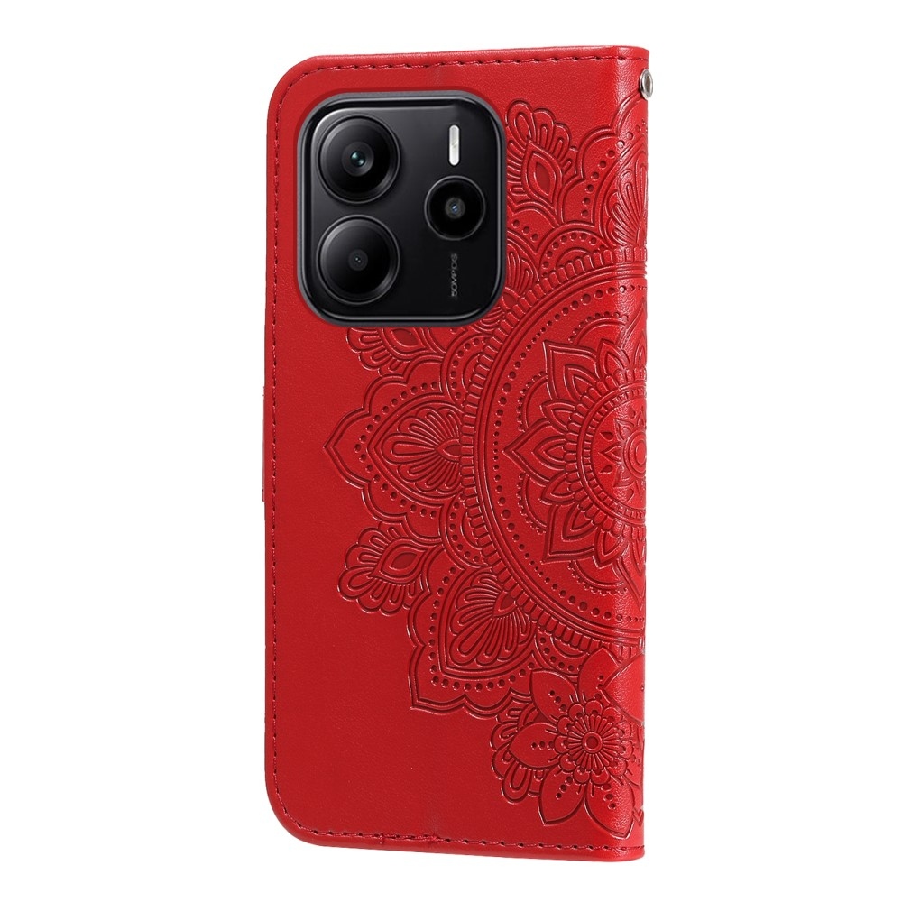Virágos könyv tok Xiaomi Redmi Note 14-hez - piros