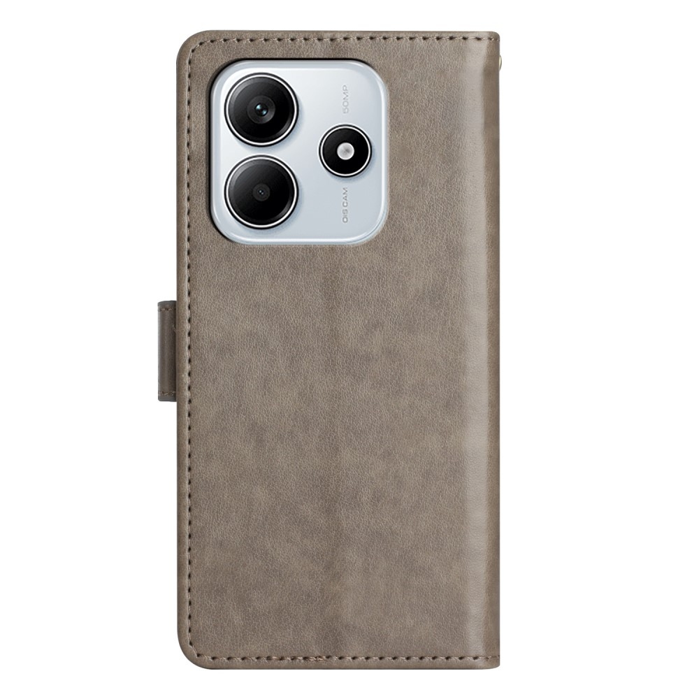 Virágok könyv tok Xiaomi Redmi Note 14 5G-hez - szürke