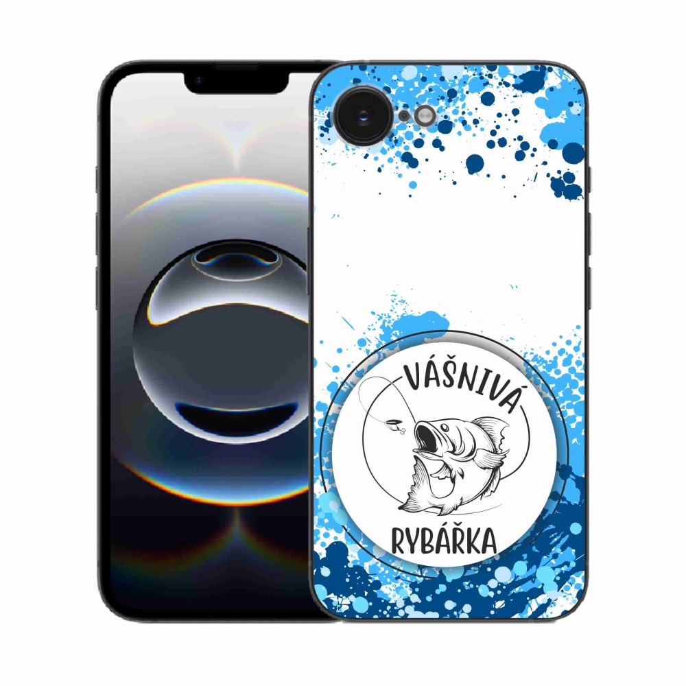 Gél borító mmCase iPhone 16e készülékhez - szenvedélyes halász fehér háttérrel