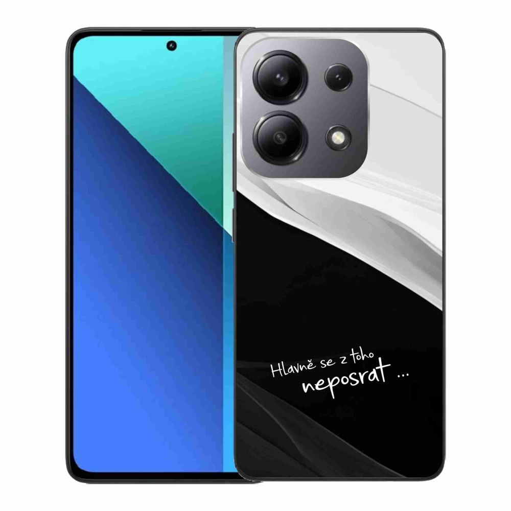 Gél borító mmCase a Xiaomi Redmi Note 13-hoz - vicces szöveg 13 fekete és fehér háttérrel