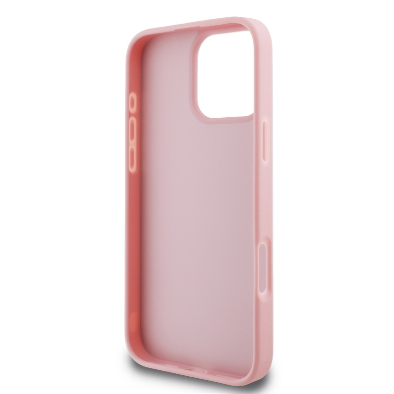 Guess PU Fixed Glitter 4G fém logós hátlap iPhone 16 Pro rózsaszínhez