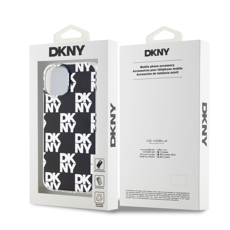 DKNY PC/TPU kockás mintás hátsó borító iPhone 14 készülékhez Fekete