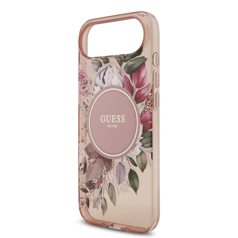 Guess IML Flowers Strap MagSafe hátlapi borító iPhone Air rózsaszínhez