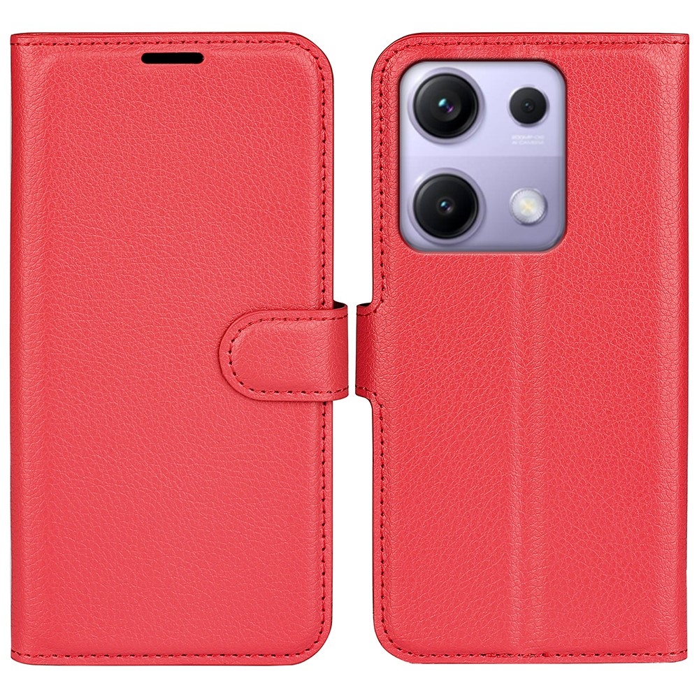 Litchi könyv tok Xiaomi Redmi Note 14S-hez - piros