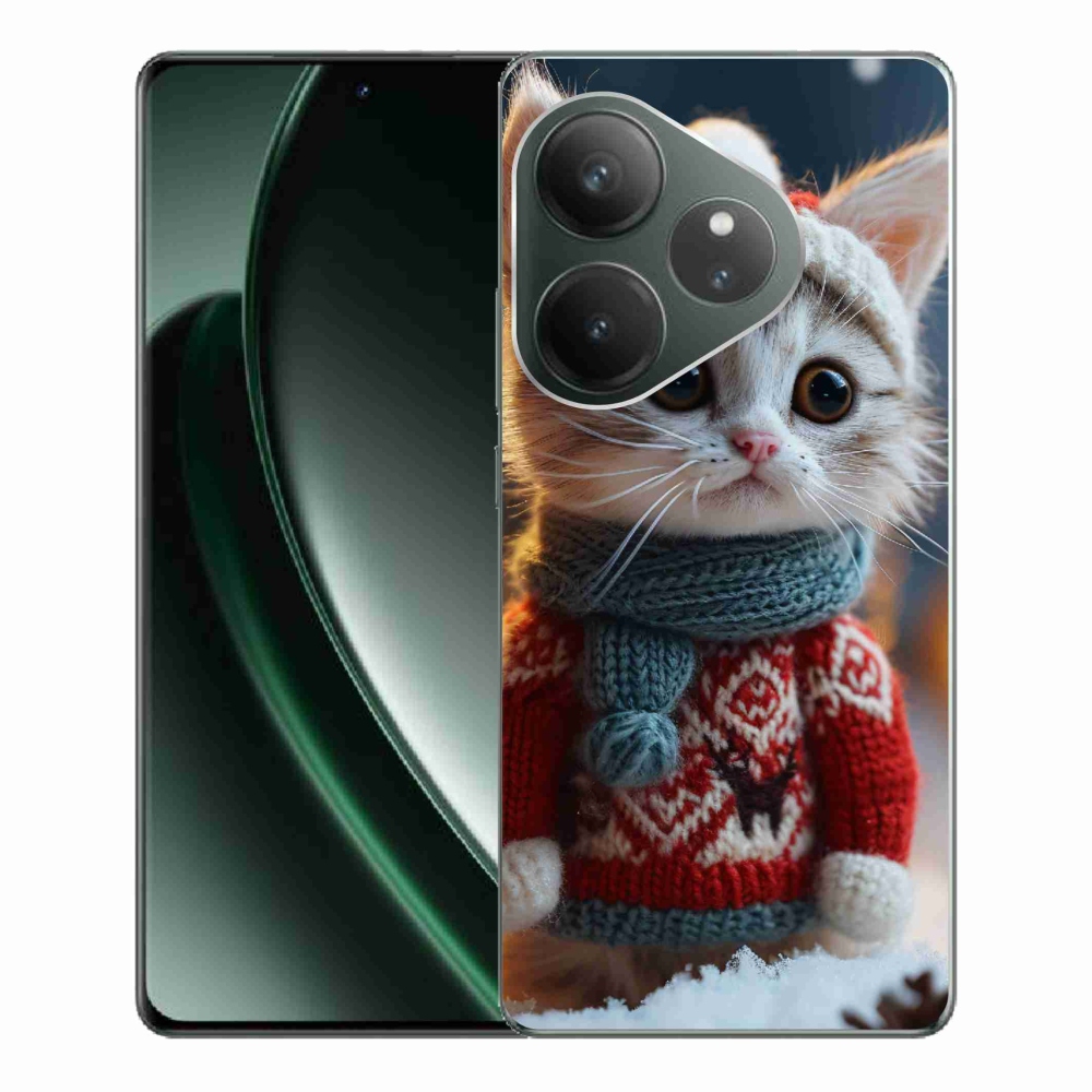 Gél borítás mmCase a Realme GT 6 5G/GT 6T 5G számára - cica pulóverben